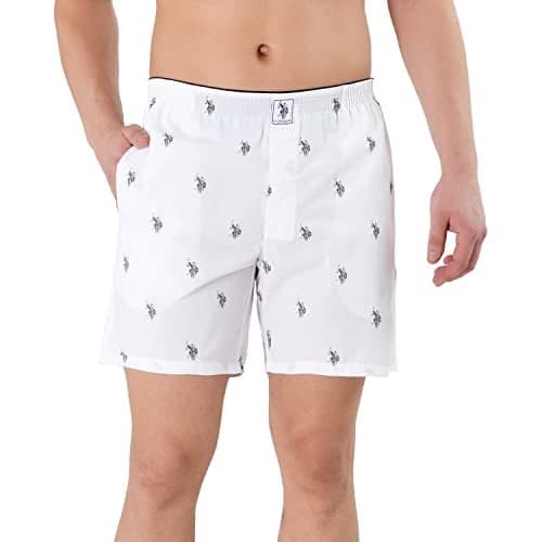 U.S. Polo Assn. Men Signature Logo Pure Cotton I021 Boxers - Pack Of 1 (WHITE S)