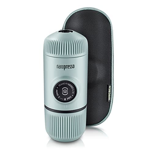 WACACO Nanopresso Portable Espresso Maker with Case, Mini Travel Coffee Machine, Perfect for Camping, Travel and Office( Elements Arctic Blue)
