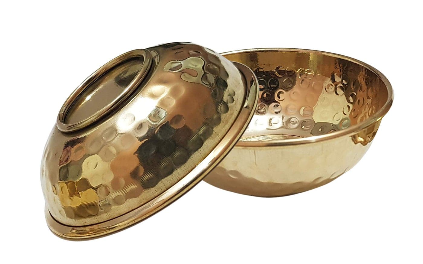 Pure Source India Brass Hammered Hand Made Bowl (3.75 Inch, Golden) - Set of 2 Pcs, 0.150 Kilogram