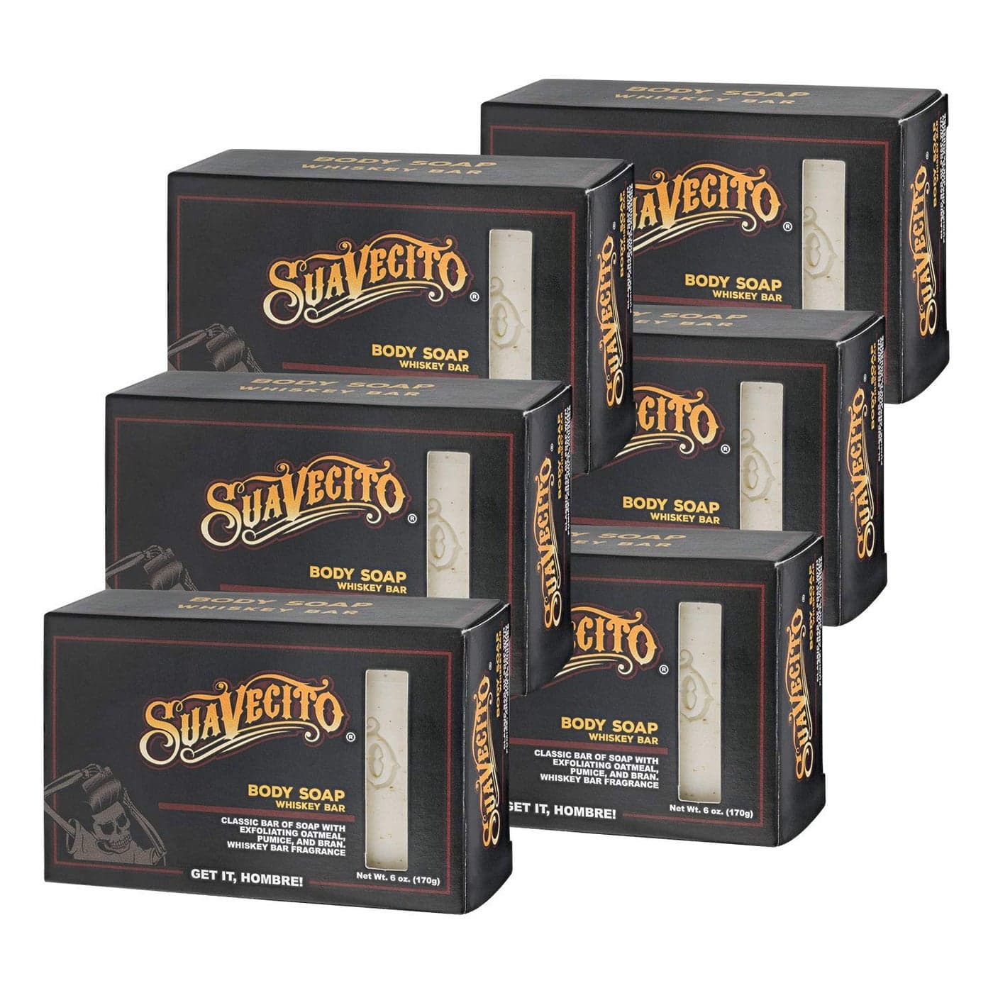 Suavecito Body Hand Soap Bars Moisturizing Masculine Whiskey Bar Fragrance 6 oz 3 Pack