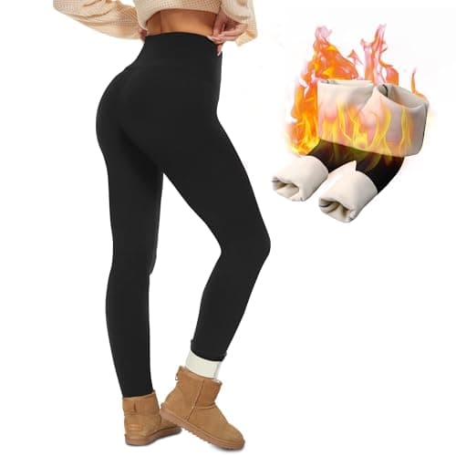 NexiEpoch Fleece Lined Leggings Women - Thermal Thick Winter Warm High Waisted Tummy Control Soft Pants for Snow Cold