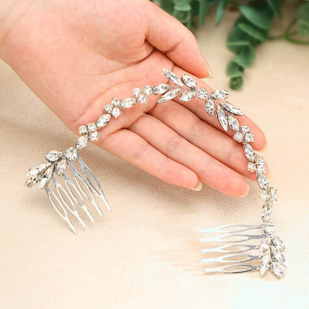 Unicra Wedding Crystal Hair Combs Bridal Headpieces Wedding Hair Accessories for Brides Silver