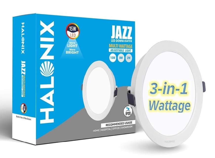 Halonix Polycarbonate Jazz Dimmable 15W,8W,2W Multi-Wattage 3-in-1 Ceiling Light for Hall | Cutout- 4 inch| Recessed Ceiling Light | Ceiling Lights for Room | Pack 1