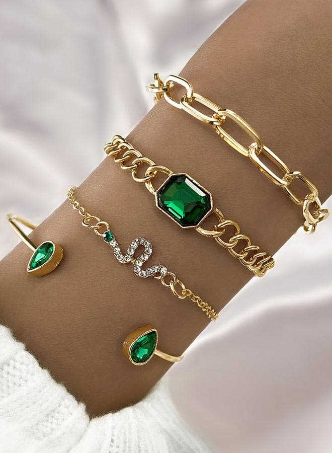Styli Set of 4 - Embellished Bracelet with Gemstone Accent