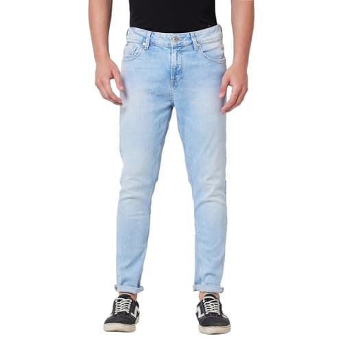 Spykar Mid Rise Tapered Fit Blue Jeans for Men (Size: 36)-MDKN1BD008_Light Blue