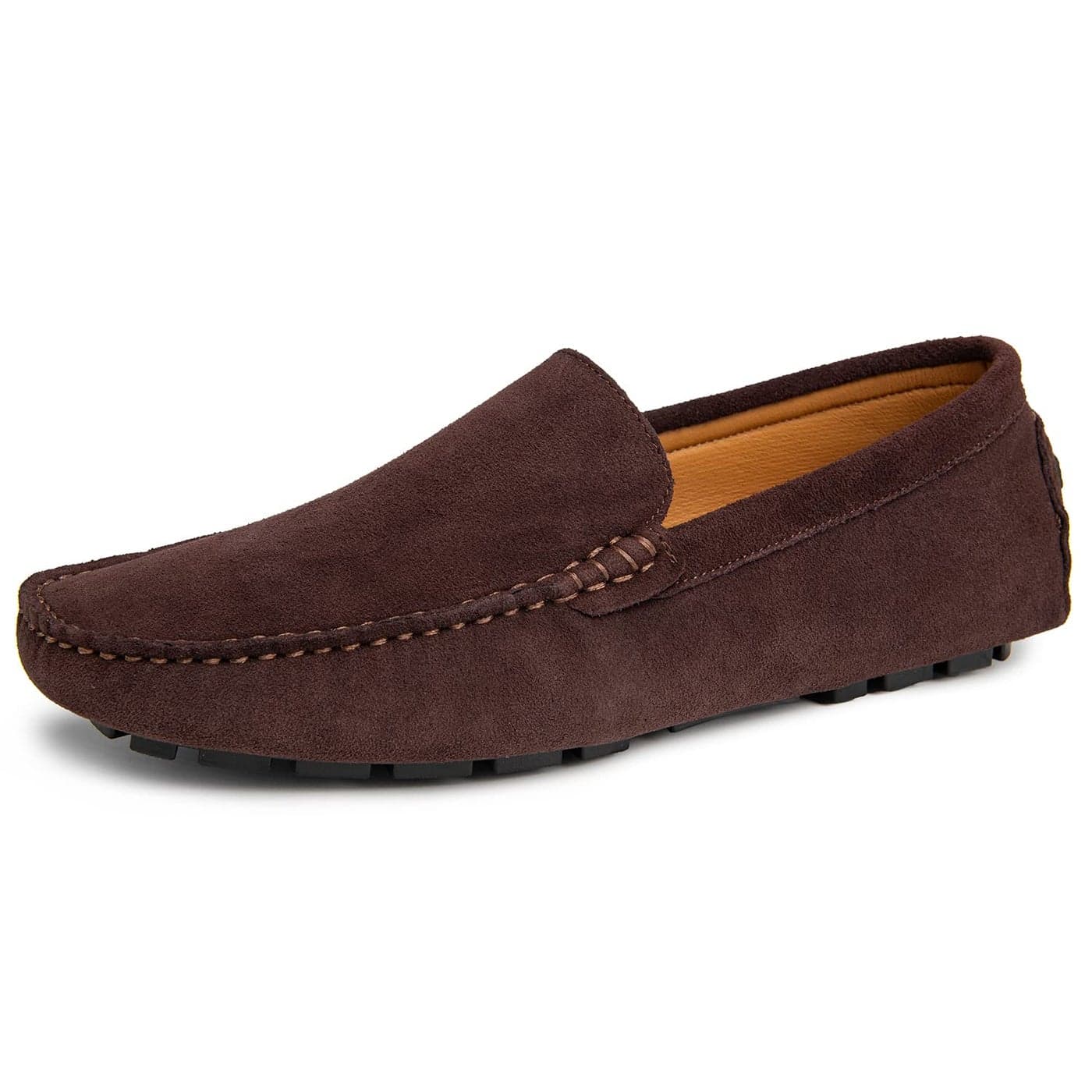 Go Tour Mens Handmade Suede Leather Casual Loafers Shoes Brown 1044