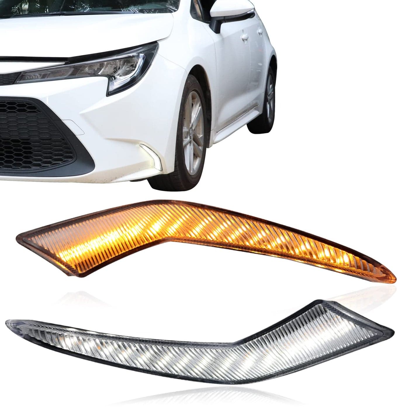 GEEGEETOP Switchback WhiteAmber Front Bumper Fog LED Daytime Running Light Sequential Turn Signal Feature Compatible with Toyota Corolla 20212023 L LE XLE Hybrid Modular Fog Light Kit