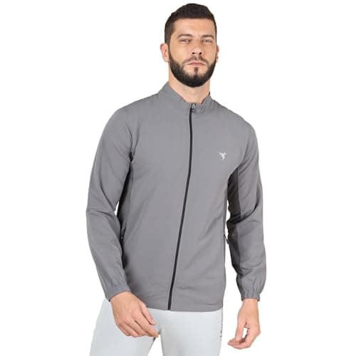 TECHNOSPORT Men's Polyester Regular Jacket - (MJPM86IRG_Iron Grey_2XL)