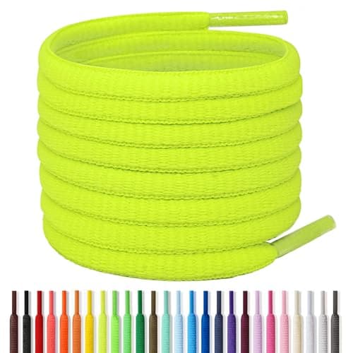 Handshop Half Round Shoelaces 1/4" - Oval Shoe Laces Replacements For Sneakers and Athletic Shoes Sports Neon Green 24 inch (60cm)