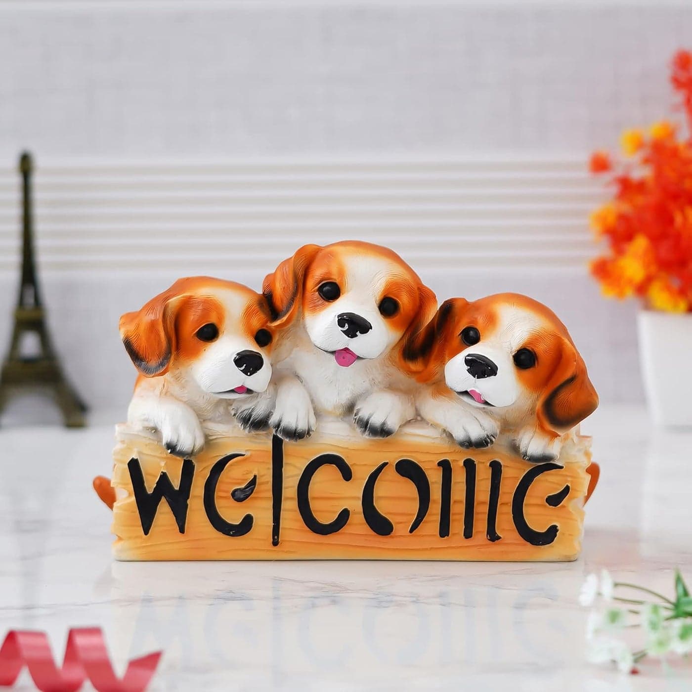 Webelkart Designer Cute Three Friends Puppy Showpiece Figurine Gifts-7.50 Inches, Best Gift for Valentines, Gift for Dog Lovers
