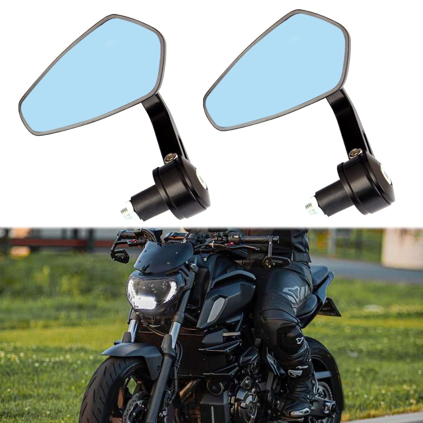 Universal Black Motorcycle Mirrors Bar End Side Mirror Compatible with Honda Scooter Suzuki Yamaha Kawasaki Victory Harley Davidson