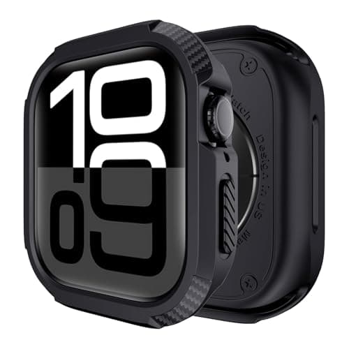 Meyaar Tough Armour Case Compatible for Apple Watch Series 10 42mm |Military Grade Protective Cover, TPU Bumper Case for Apple Watch Series 10 42mm (2024) (Black, 42MM)
