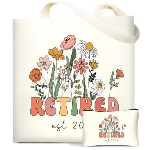 DHQH Retirement Gifts for Women 2026, Retirement Canvas Tote Bag with Handles, Retired Gifts Farewell Gift Ideas for Retirees Coworker Teachers Friends Mom