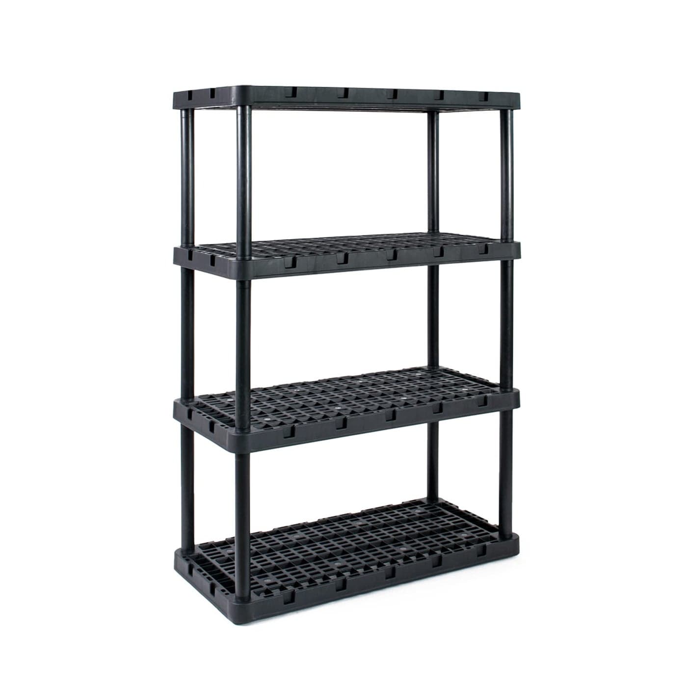 Gracious Living HeavyDuty Storage Shelves KnectAShelf 4Shelf Ventilated Storage Shelving Rack for Home Organization Black