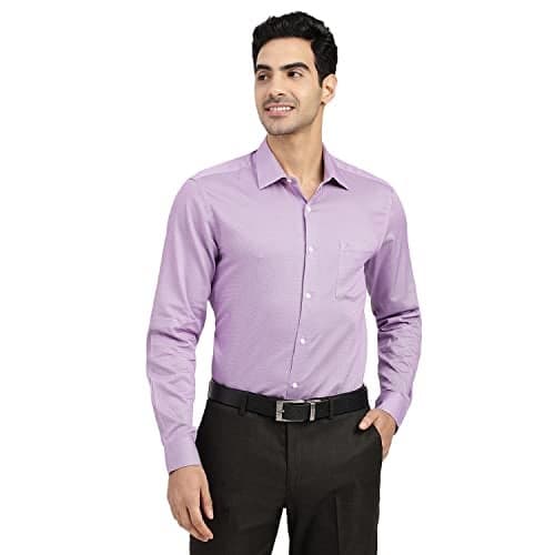 Arrow Men Slim fit Cotton Printed Long Sleeves Cutaway Collar Shirt(ARADOSH0826_Purple_40)