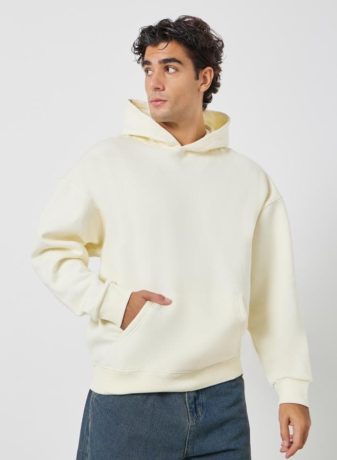 Men Cream Athleisure Oversized Fleece Hoodie