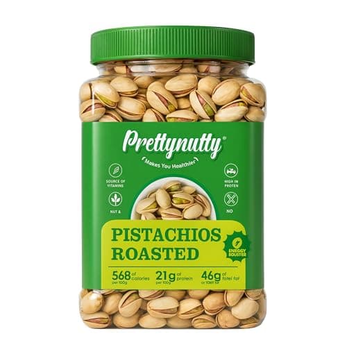 PrettyNutty Roasted Pistachios 500g | Premium Salted Crunchy Dry Fruits | High Protein, Fiber & Vitamin Snack | Energy Booster