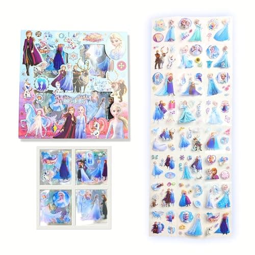 The Cubby Cart Snow Princess Kawaii Self Adhesive Stickers -96 Sheets Cute Washi for Project, Snowy Wonderland Girls 400+ Stickers Set, Scrapbooking, DIY Arts Crafts (Assorted Design) 18 * 18cm, PVC