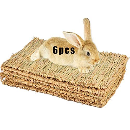 Hamiledyi Grass Mat for Rabbit Bunny Chew Toys Woven Bed Mat for Guinea Pig Chinchilla Squirrel Hamster Cat Dog and Small Animal 6PCS Grass mat