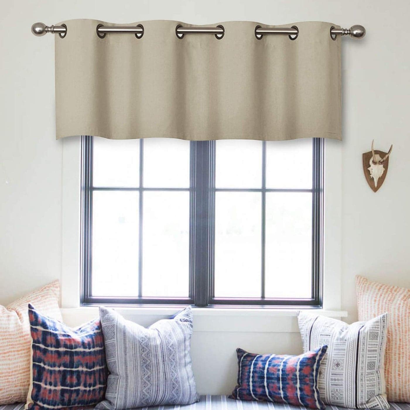 MRTREES Blackout Valance Curtains Short Kitchen Curtain Valances Room Darkening Grommet Top Small Window Topper Treatment for Living RoomBedroomBasement1 Panel 52x16 Inches Greyish White