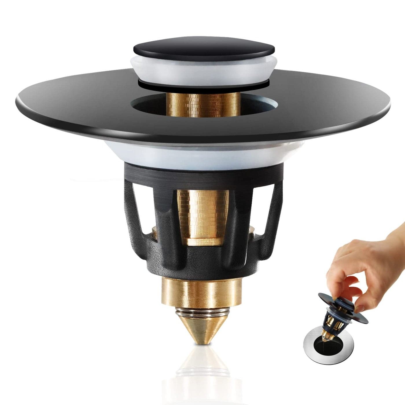 QYHNYJF Black Bathroom Sink Stopper Pop Up Drain Stopper Sink Strainer Universal Sink Plug for 11 to 15 Bathroom Sink Drain Pipes Matte Black Finish