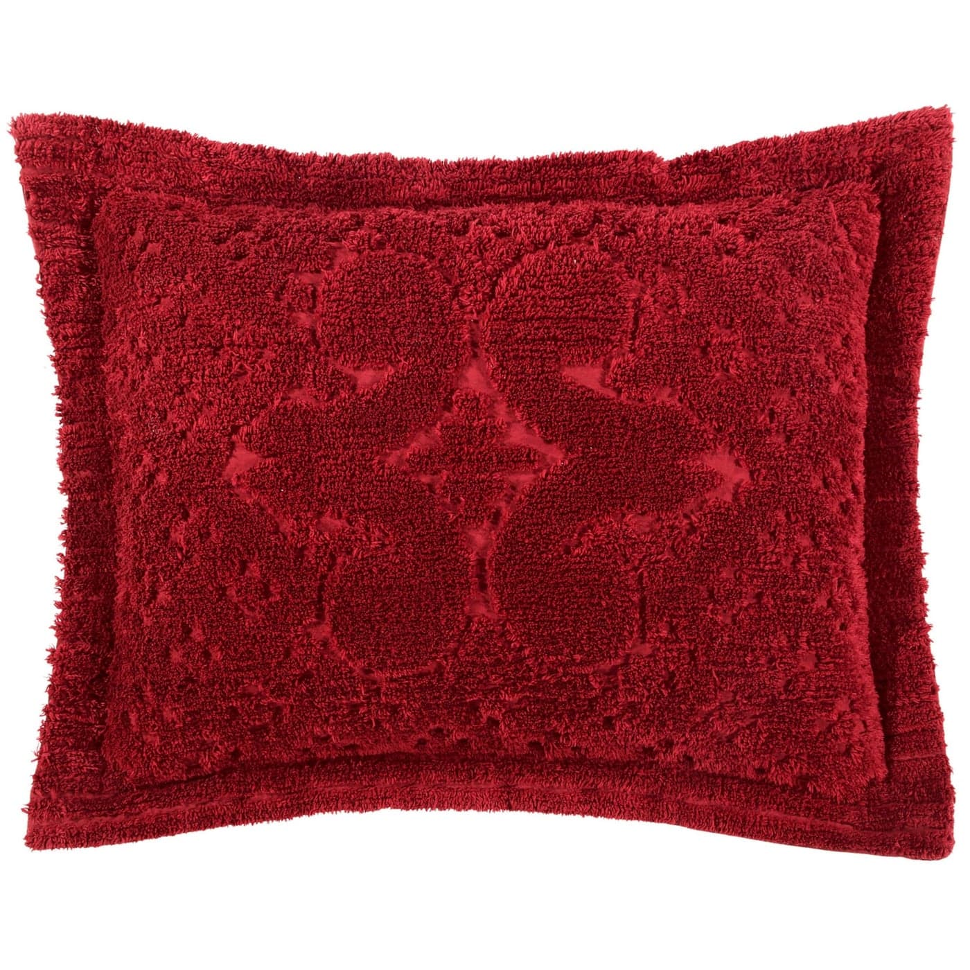 Better Trends Burgundy Standard Sham 100 Cotton Chenille Bedspread Sham Soft and Cozy Tufted Tumble Dry 21x27 Std Sham Ashton Collection