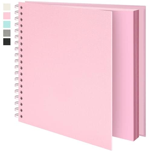 Vienrose Scrapbook Album 10x10 Inch Blank Thick Kraft Paper DIY Scrapbooking Supplies, Small Scrap Book Photo Albums for Wedding Travel Family Baby - Perfect Holiday Gifts Pink 20 Sheets/40 Pages