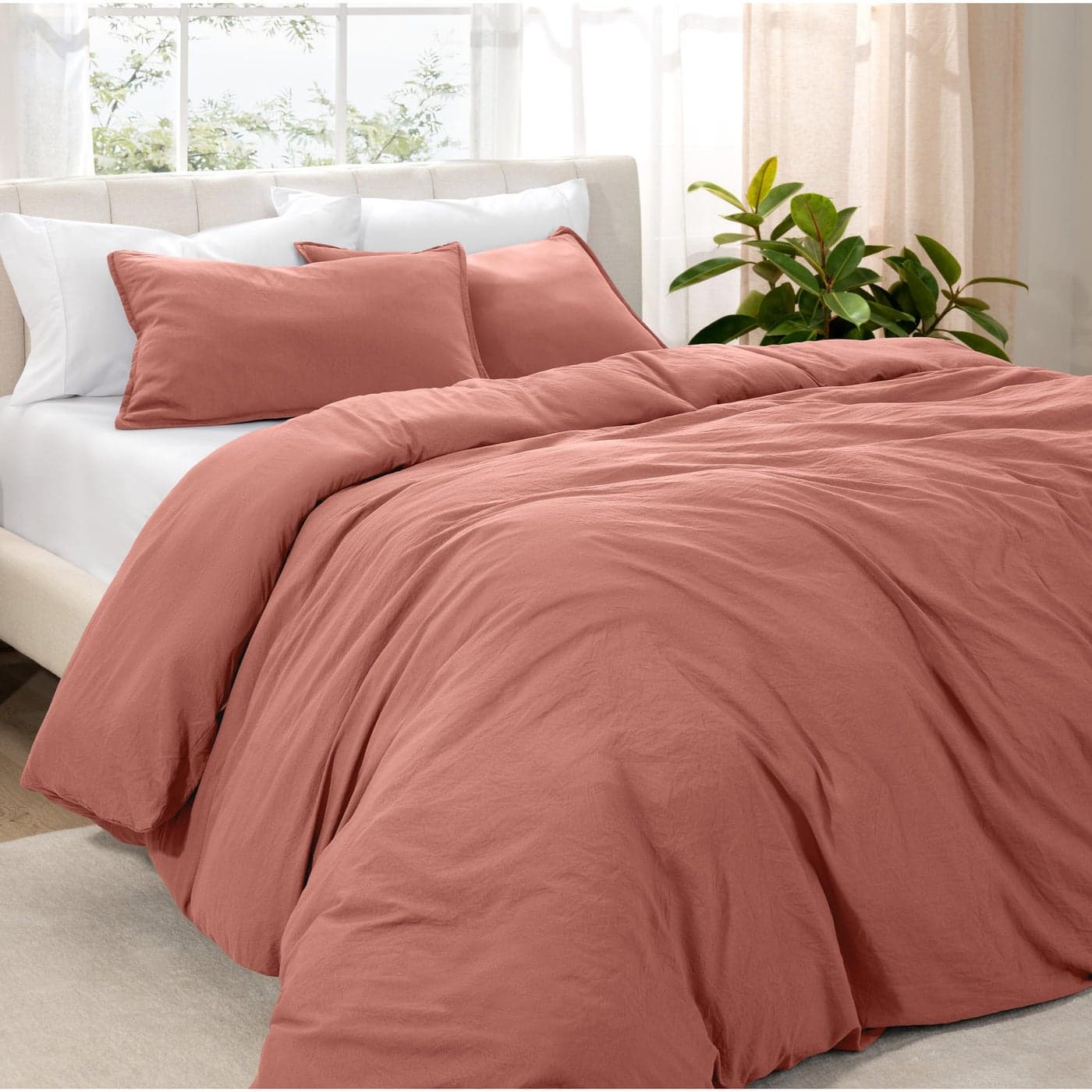 Bare Home Microfiber Duvet Cover Set Ultra Soft Washed Microfiber Full Size LinenLike Look Easy Care Breathable Fabric Our Softest Duvet Cover Set Full Dusty Rose