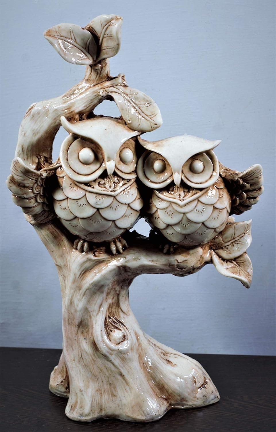 INARA Creation Polyresin Owl StatueShowpiece for Home Decoration 20 x 10 x 25 cm White