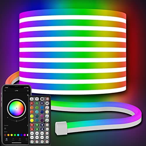 328Ft Neon Rope LightsFlexible Led Rope Lights Control with AppRemoteMultiple Modes RopeLightsIP65 Outdoor RGB Led Neon Lights NonWater ResistantMusic Sync Gaming Led NeonLight Strip