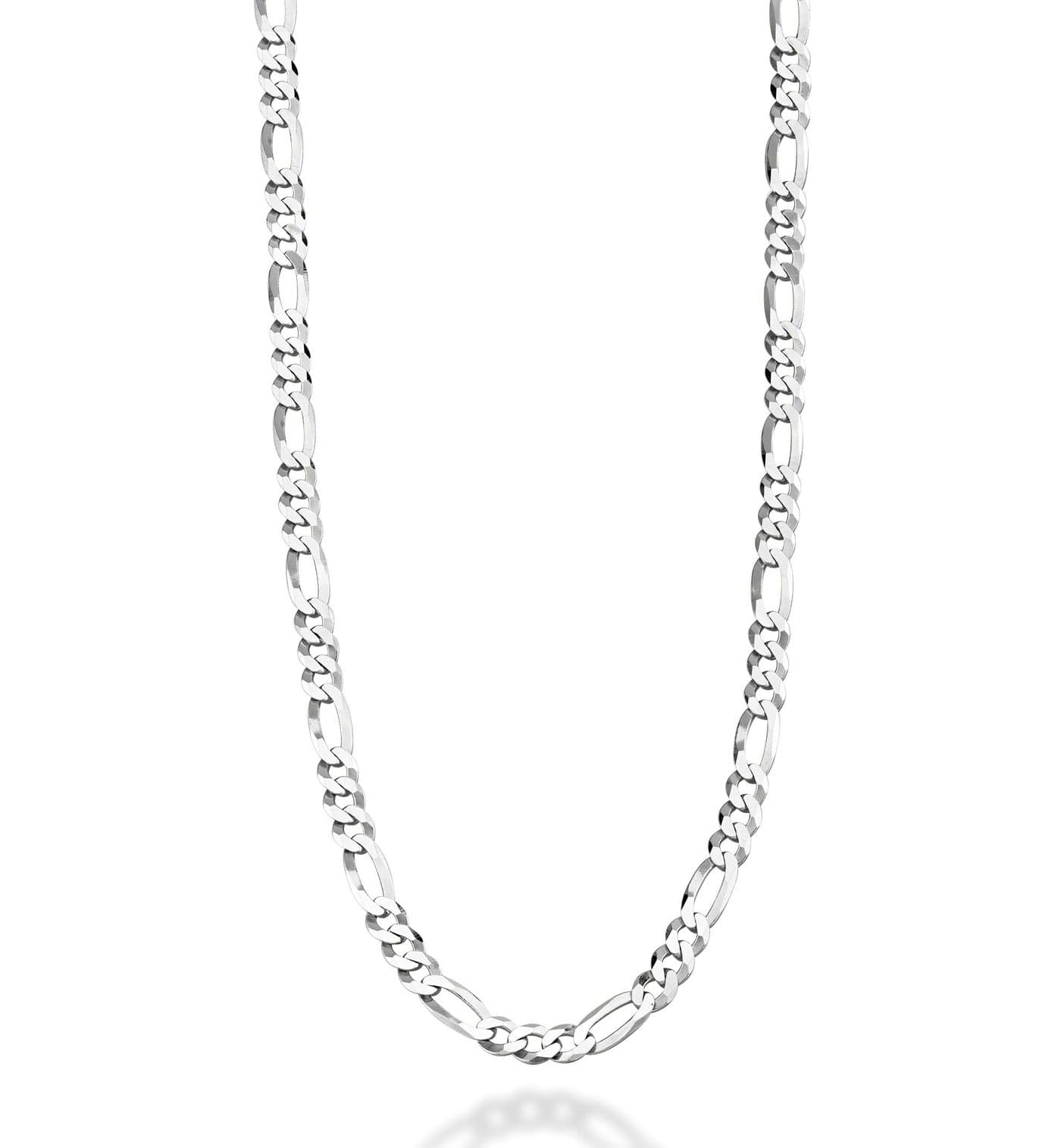 Miabella 925 Sterling Silver Italian 5mm Diamond-Cut Figaro Link Chain Necklace for Women Men, Made in Italy (30 Inches)