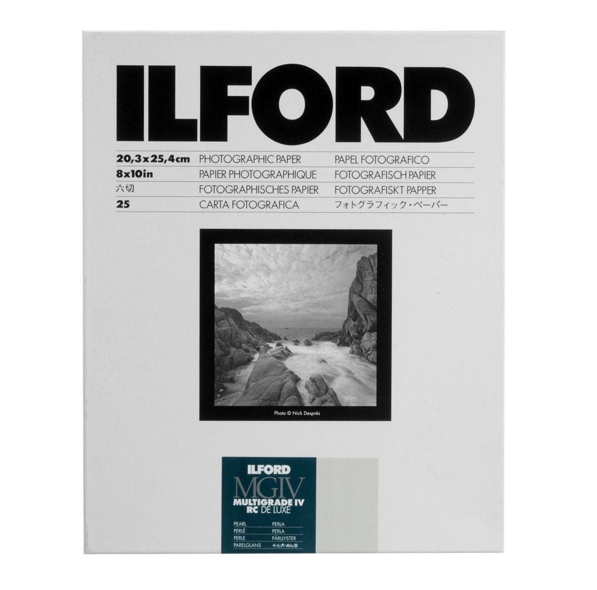 Ilford Multigrade IV RC Deluxe Resin Coated VC Variable Contrast Black & White Enlarging Paper - 8x10" - 25 Sheets - Pearl Surface