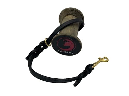 Ravenox Latigo Leather Traffic Handle Dog Leash | (Black)(1/2-inch x 18-inches) | USA Amish Made Short Lead for Small to Medium Dogs | Leather Dog Leads & Puppy Training Leashes