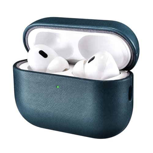 ICARER AirPod Pro 3 Case 100 Geniune Leather Case Handmade Top Grade Vintage Cover Shockproof Protective Cover Support Wireless Charging Compatible with AirPods Pro 3 2025 Model Blue
