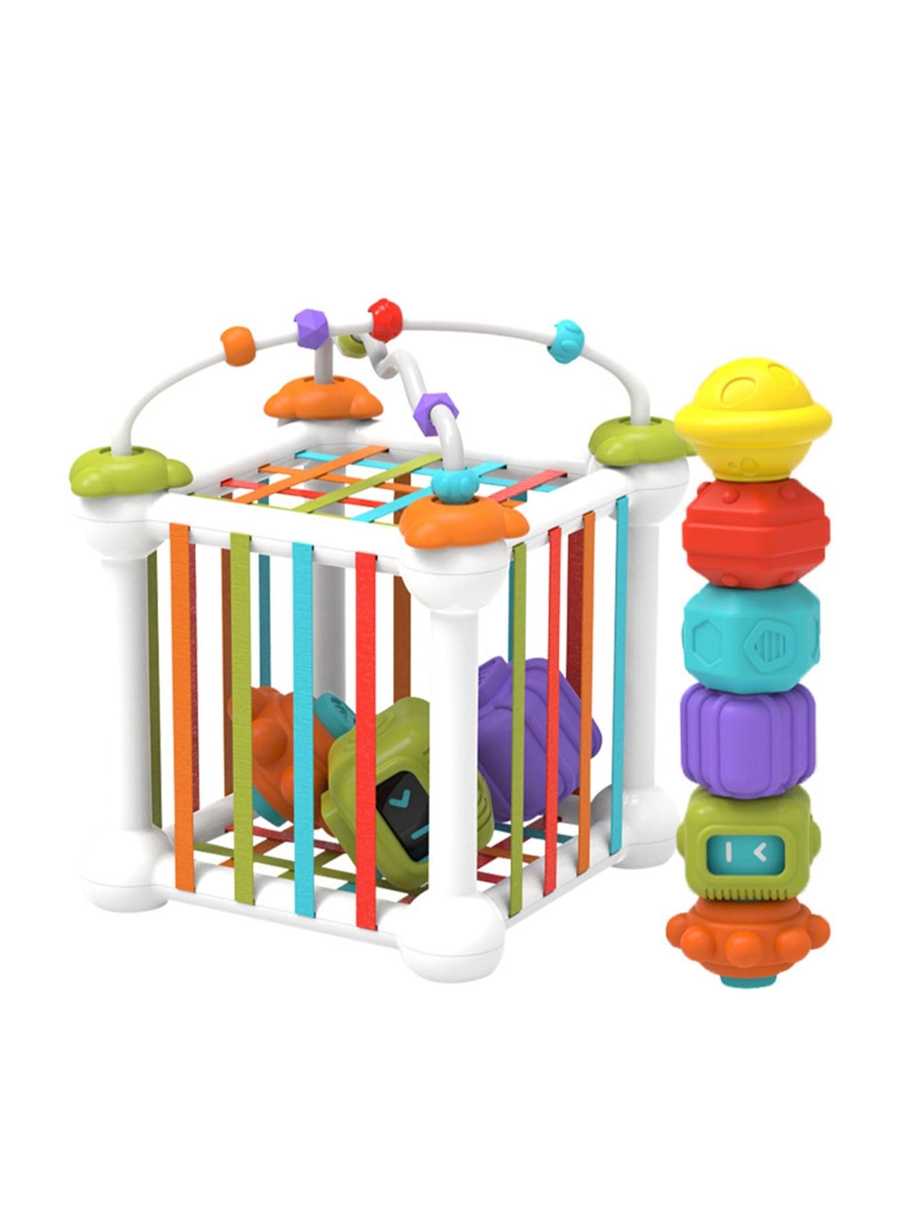 Children'S Rainbow Plug Fun Flavor Splicing Bead Stacking Music Face Changing Building Blocks Early Education Toy Gift