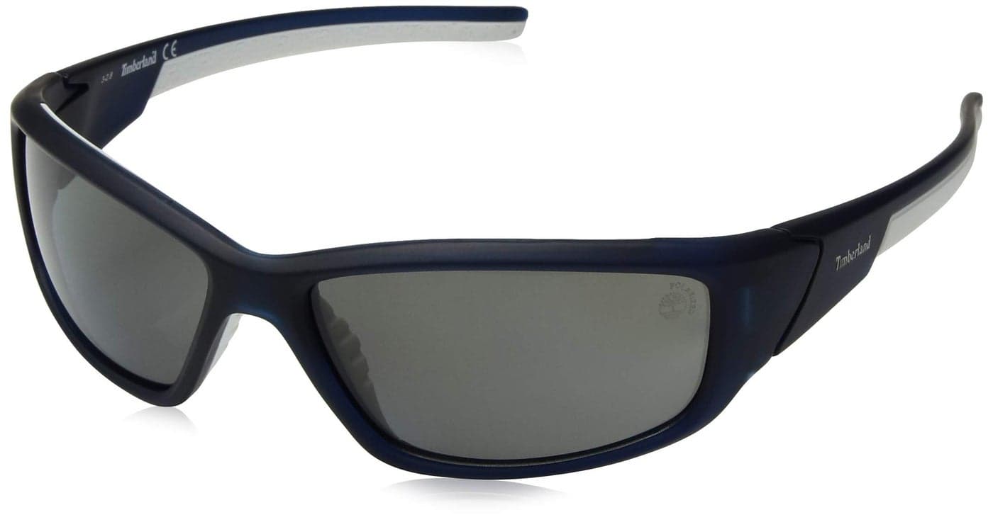 Timberland Men's TB9049SW6291D Polarized Wrap Sunglasses,Blue,62 mm