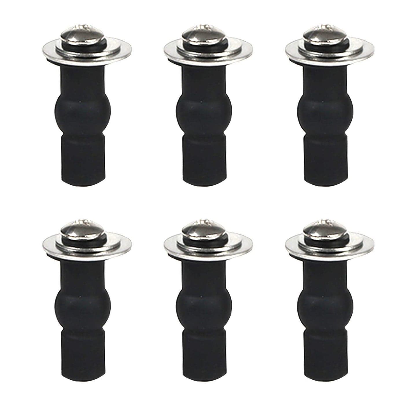 Hibbent 6 Pack Universal Toilet Seat Hinges Screw Blind Hole fixings Expanding Rubber Top Fix Nuts Screws for Top Mounting Toilet Seat Hinges3 Pairs with One Expandable Ball