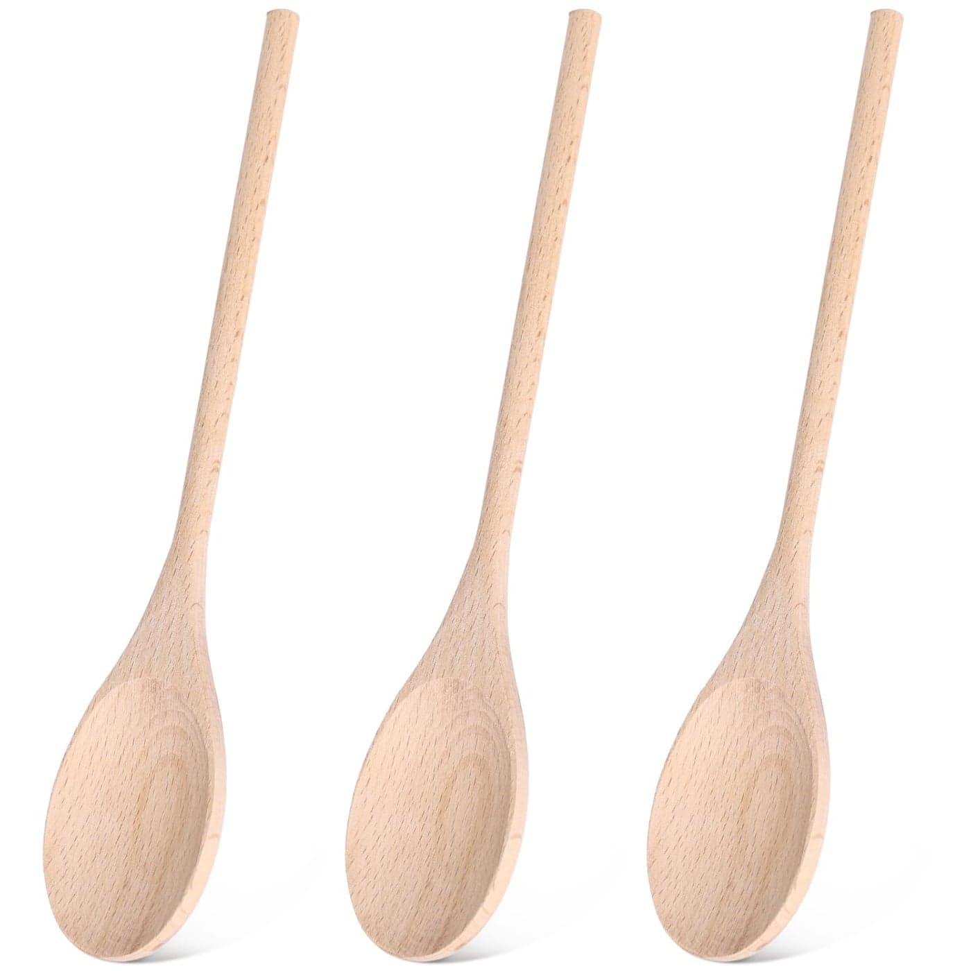 HANSGO Wooden Spoons for Cooking 10 Inch Mixing Wood Spoon with Long Handle Serving Utensil Set for Kitchen Cooking and Stirring 3PCS