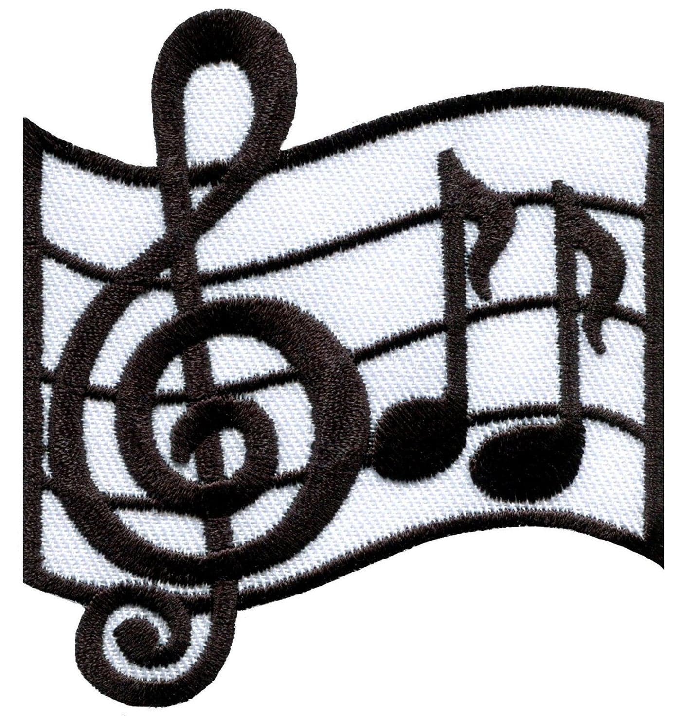 Musical notes G clef eighth music scale classical embroidered applique ironon patch S692