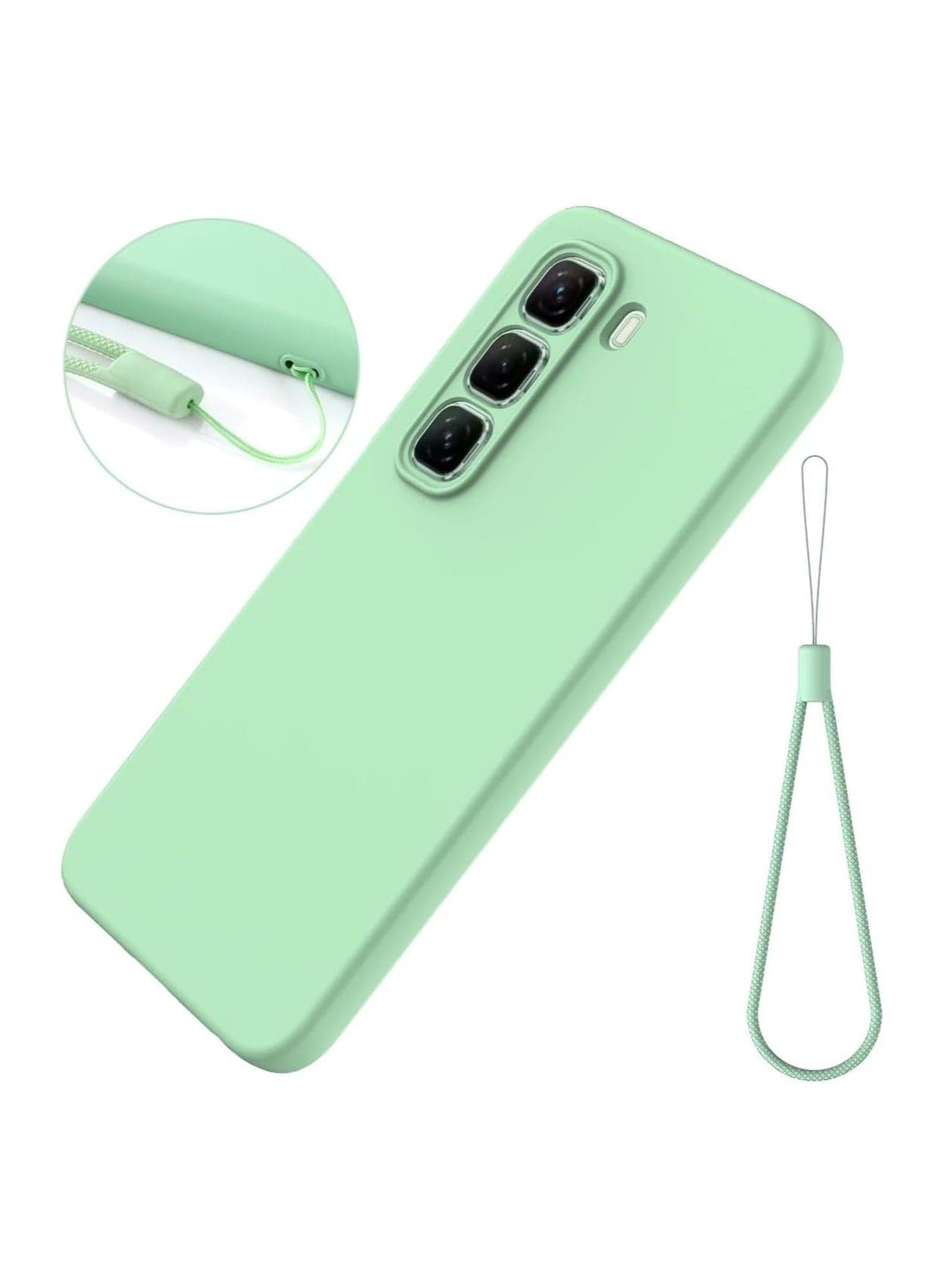 Case Compatible Infinix Hot 50 Pro+ 4G Case, Liquid Silicone Soft TPU Case, Microfibre Cloth Layer, Anti-fingerprint and Shockproof Protective Cover with Lanyard