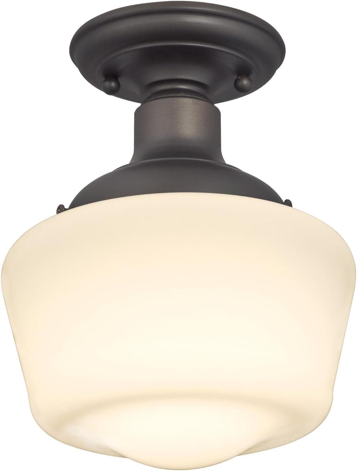 Westinghouse Lighting 6342200 Scholar OneLight Indoor SemiFlush Ceiling Fixture Oil Rubbed Bronze Finish with White Opal Glass