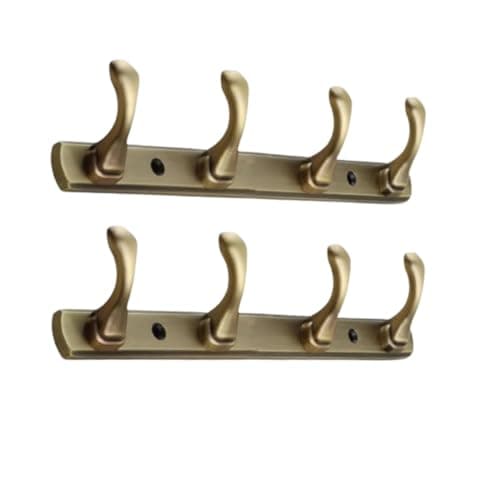 FERIO Heavy Duty Khunti for Hanging Clothes & Bathroom Hangers for Clothes – Antique Brass Finish 4 Cloth Hanging Hook for Bedroom Cloth Hanger for Wall & Dress Hanger Wall Mount (Pack of 2)