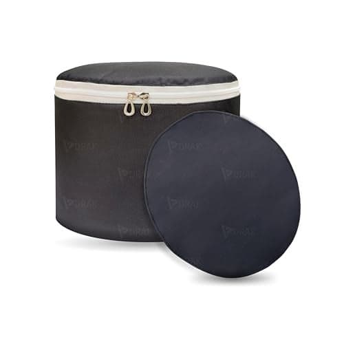 EDRAK Polyester Storage Plate Containers Hard Shell, 12" Plate Storage Containers Rack box for Dishes, Stackable Moving Dinnerware Storage Bag Case Cover For with 10 Felt Dividers for Dishes (Black)
