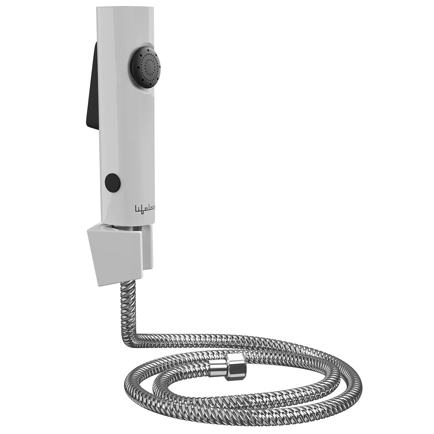 Lifelong Bathroom Water Gun - Jet Spray for Toilet - High Pressure Health Faucet, ABS Handheld Bidet - SS-304 Grade, 1 mtr Flexible Hose Pipe & Wall Hook for English Toilet - White (LLBAHF12), Chrome
