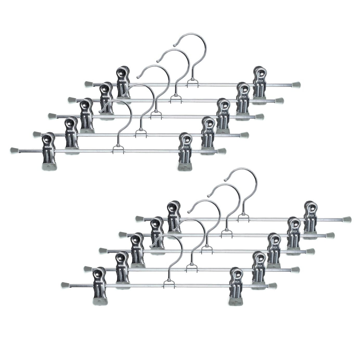 Mawa by Reston Lloyd NonSlip SpaceSaving Clothes Hanger For Pants Skirts with Two NonSlip Clips Style K30D 12Inch Set of 10 Silver