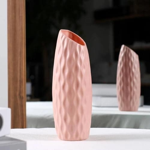 Ascension Plastic Different Shaped Flower Pot Vases for Diwali Decoration Flower Pot for Home Office Bed Room Living Room Decoration Unbreakable Flower Vase for Table Corner Balcony Decoration (Pink)