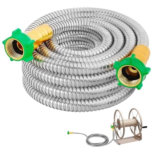 Female to Female Leader Hose for Hoses Reel 15ft Metal Leakproof Short Garden Hose Connector Heavy Duty 304 Stainless Steel Flexible Water Pipe for Outdoor Garden Watering Car Pet Cleaning