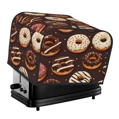 DXTKWL Toaster Cover 4 Slice Food Donuts Pattern Waterproof Appliance Cover with Hang Loop Bread Baker Toaster Cover for Kitchen