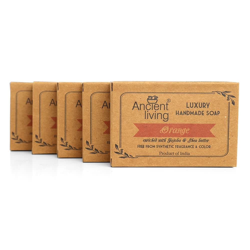 Ancient Living Orange Luxury Handmade Soap Set of 5 soaps 100 gm each