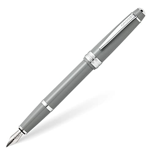 Cross Bailey Light Refillable Fountain Presented in a Everyday Gift Box - Medium Point, Black Ink, Polished Gray
